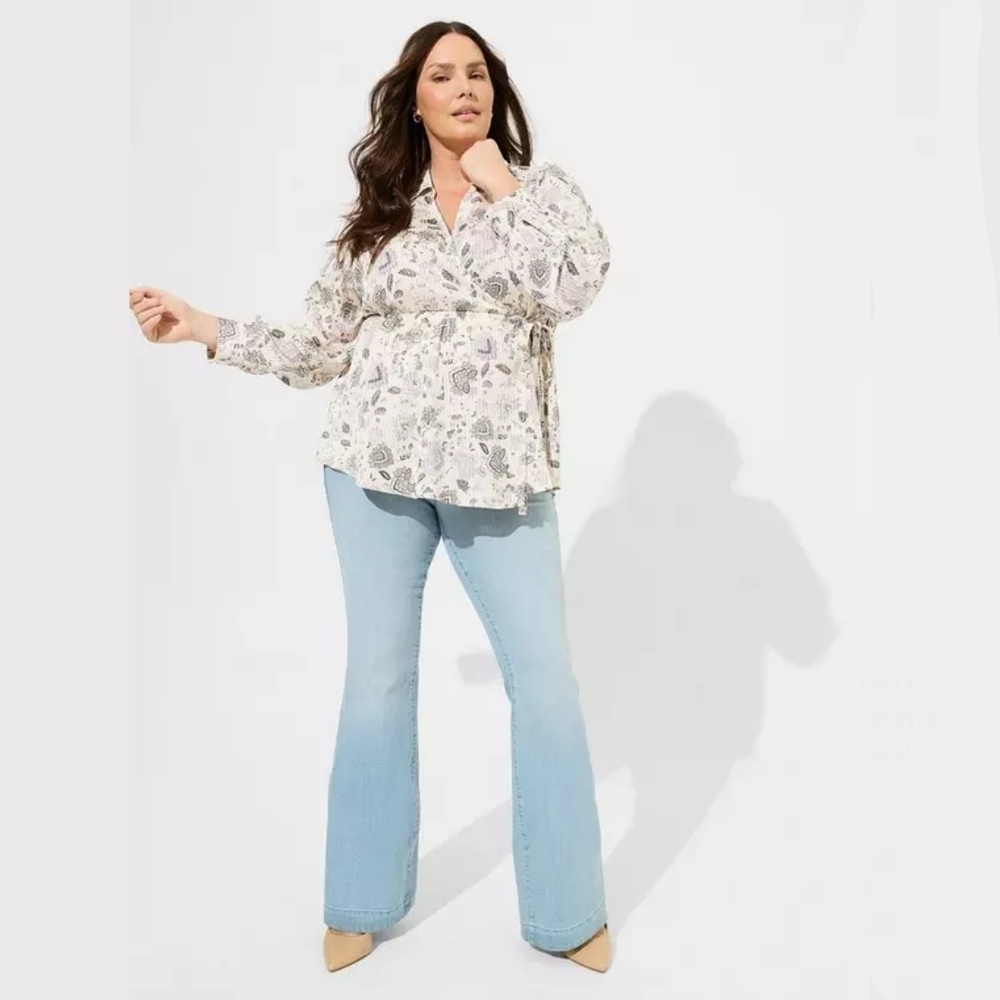 Torrid Fortune Paisley Dew Satin Surplice Blouse